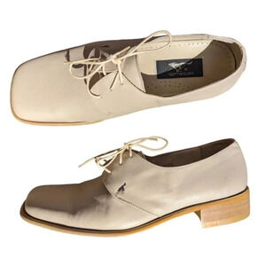 SEPTWOLVES Creme Beige Leather Man's Square Toe Dress  Shoe - Size 42
